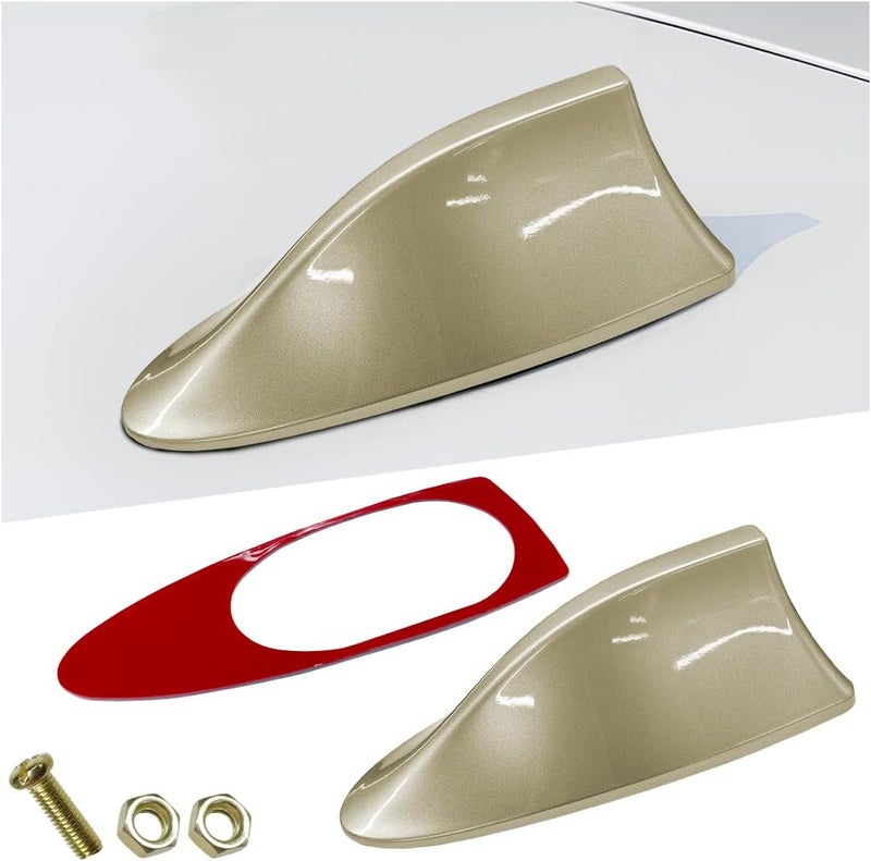 ZIMISI Car Shark Fin Antenna Cover, Plastic Auto Top Roof Mount Antenna Cover Replacement with Adhesive Tape, Universal Auto Signal Roof Aerial Decoration Accessories for Car SUV Truck (Champagne) - Image 1